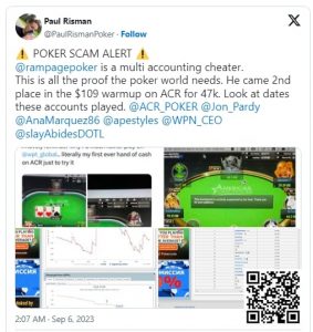 【EV扑克】Rampage多账号事件引发剧烈讨论,下风期换新账号玩属于作弊?-EV德州扑克
