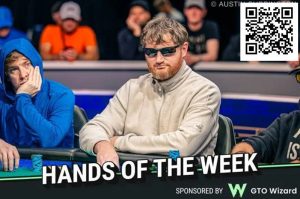 【EV扑克】河牌过牌-全压逼三条弃牌，敢在超豪赛泡沫期这样打，太狠了-EV德州扑克