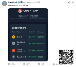 【EV扑克】全球最有名AI一起打德扑，谁能赢？马斯克都在围观转发-EV德州扑克