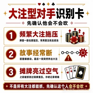【EV扑克】牌桌上总有人拿大注压你？三步教你抓诈，别再白白弃牌-EV德州扑克